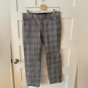 Banana Republic cropped work pants in blue check